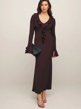 Reformation Jovi knit maxi dress in brown size XS